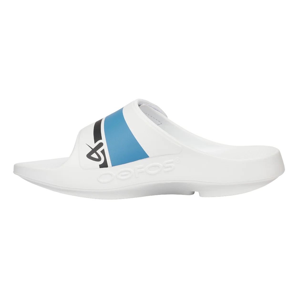 S25 BAUER OOFOS SPORT FLEX SLIDE SENIOR WHITE/BLUE - Image 5