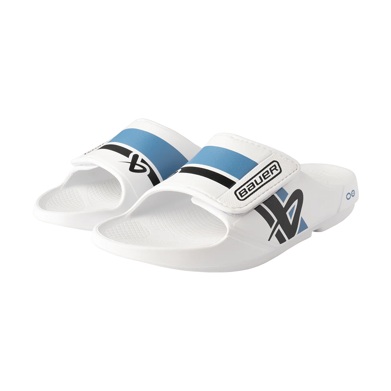 S25 BAUER OOFOS SPORT FLEX SLIDE JUNIOR WHITE/BLUE
