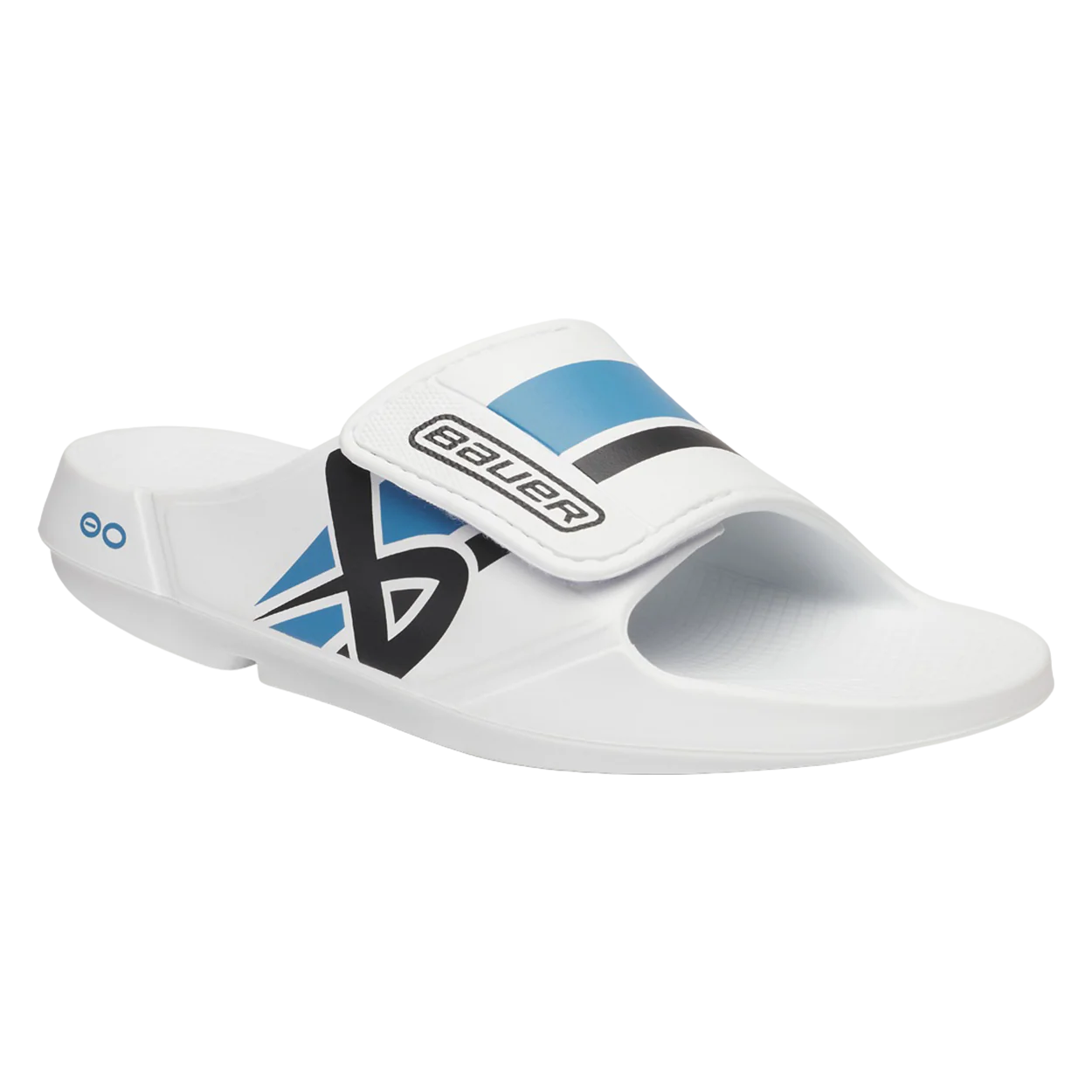 S25 BAUER OOFOS SPORT FLEX SLIDE JUNIOR WHITE/BLUE - Image 2